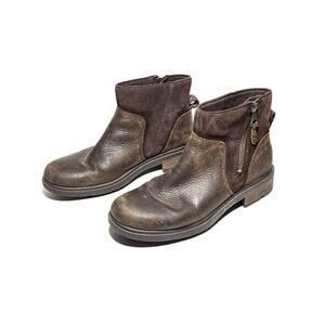 Ugg Women's EUC Brown Suede Leather Harrison Short Zip Boot Bootie Size 7